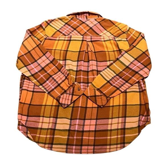 Sonoma Women’s Plaid Button-Up Shirt in Orange and Pink, Size LP, NWT - Picture 3 of 8